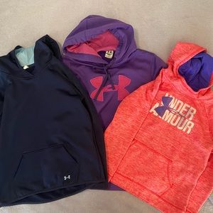 3 Girl’s Large Under Armour Hoodies